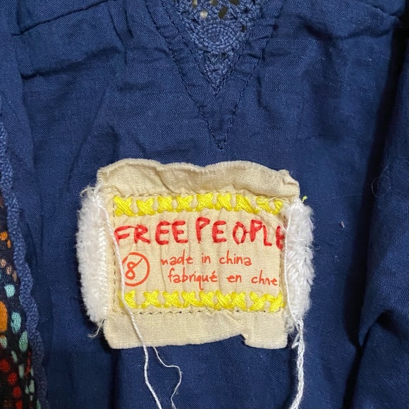 NWT Free People sz 8 navy blue double v mini dress - Picture 3 of 6